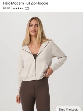 Vuori Beige Cropped Zip Hoodie size XS